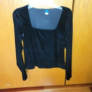 Black Velvet Long Sleeve Top